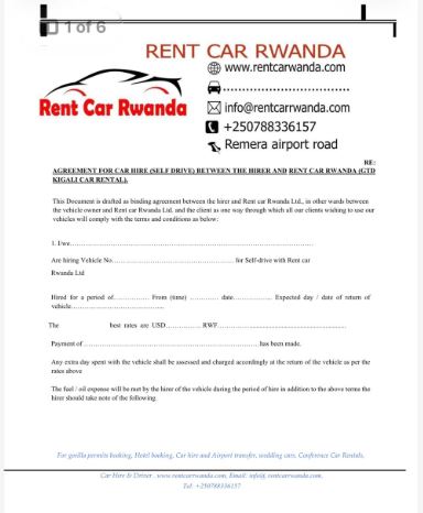 Car Hire Agreement Rwanda:,Rwanda Car Hire Documents:,Documents needed to rent